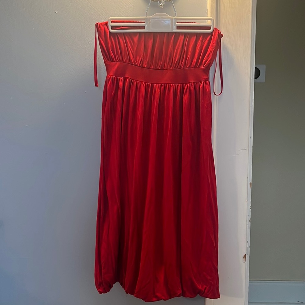 Strapless Cotton Dress - Red